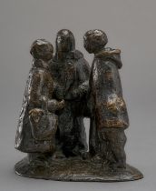 Drei Figuren im Gespräch. Bronzefigur. Anf. 20. Jh. H ca. 19 cm