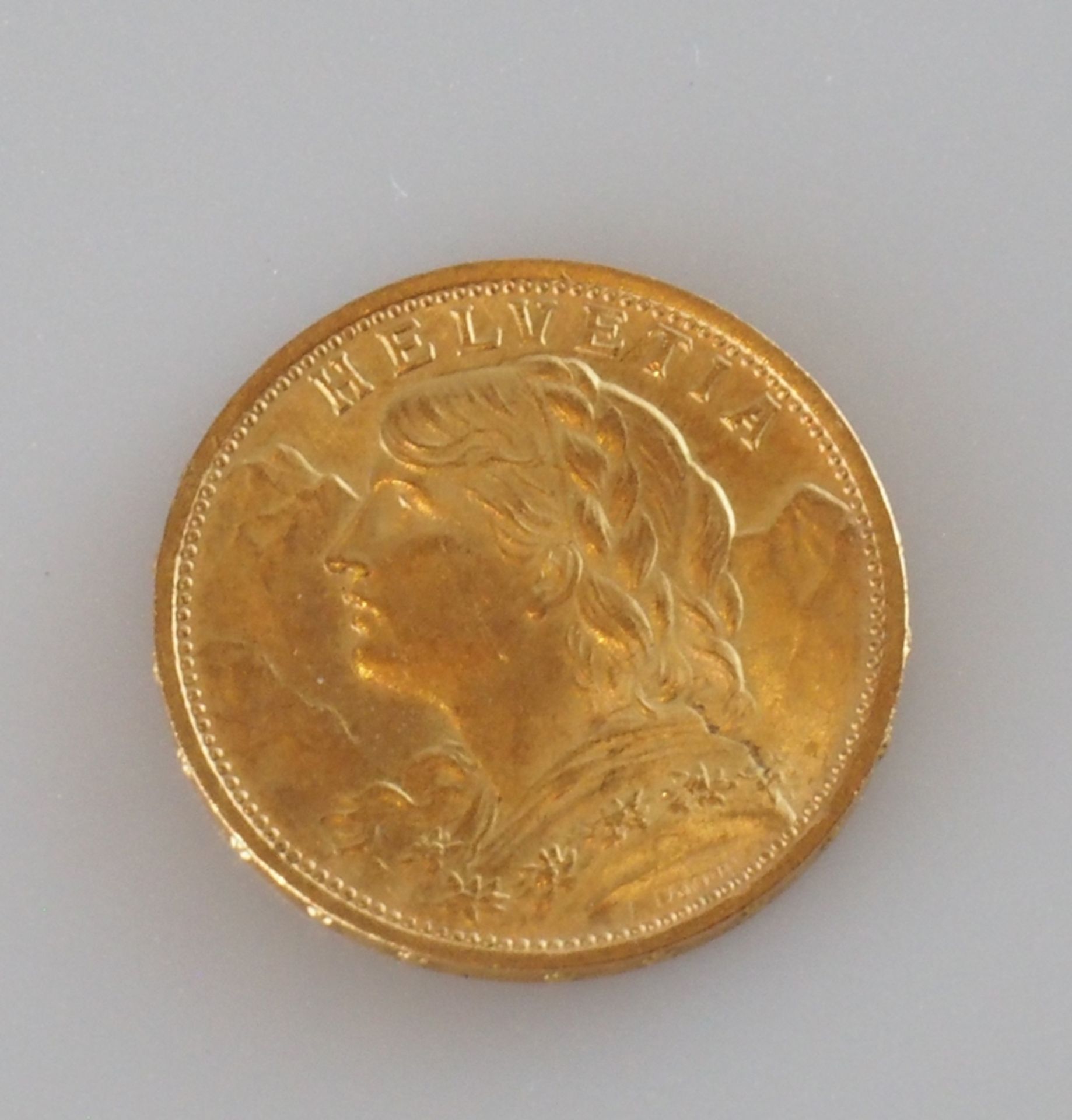 Goldmünze Schweiz. 20 Franken 1927 B