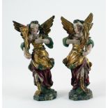 Paar Miniaturengel - Leuchterengel. Holz. Polychrom und gold gefasst. Süddeutsch, um 1700. H ca. 16