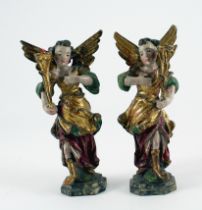 Paar Miniaturengel - Leuchterengel. Holz. Polychrom und gold gefasst. Süddeutsch, um 1700. H ca. 16