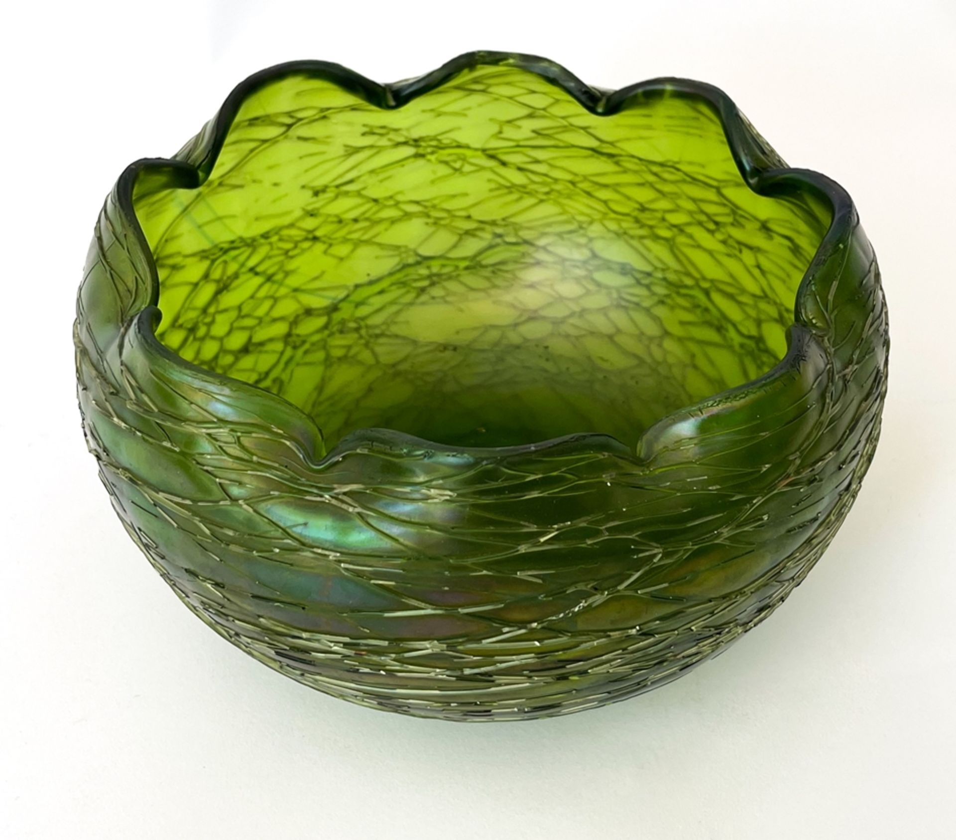 Grüne Jugendstil Glasschale - Bild 2 aus 4