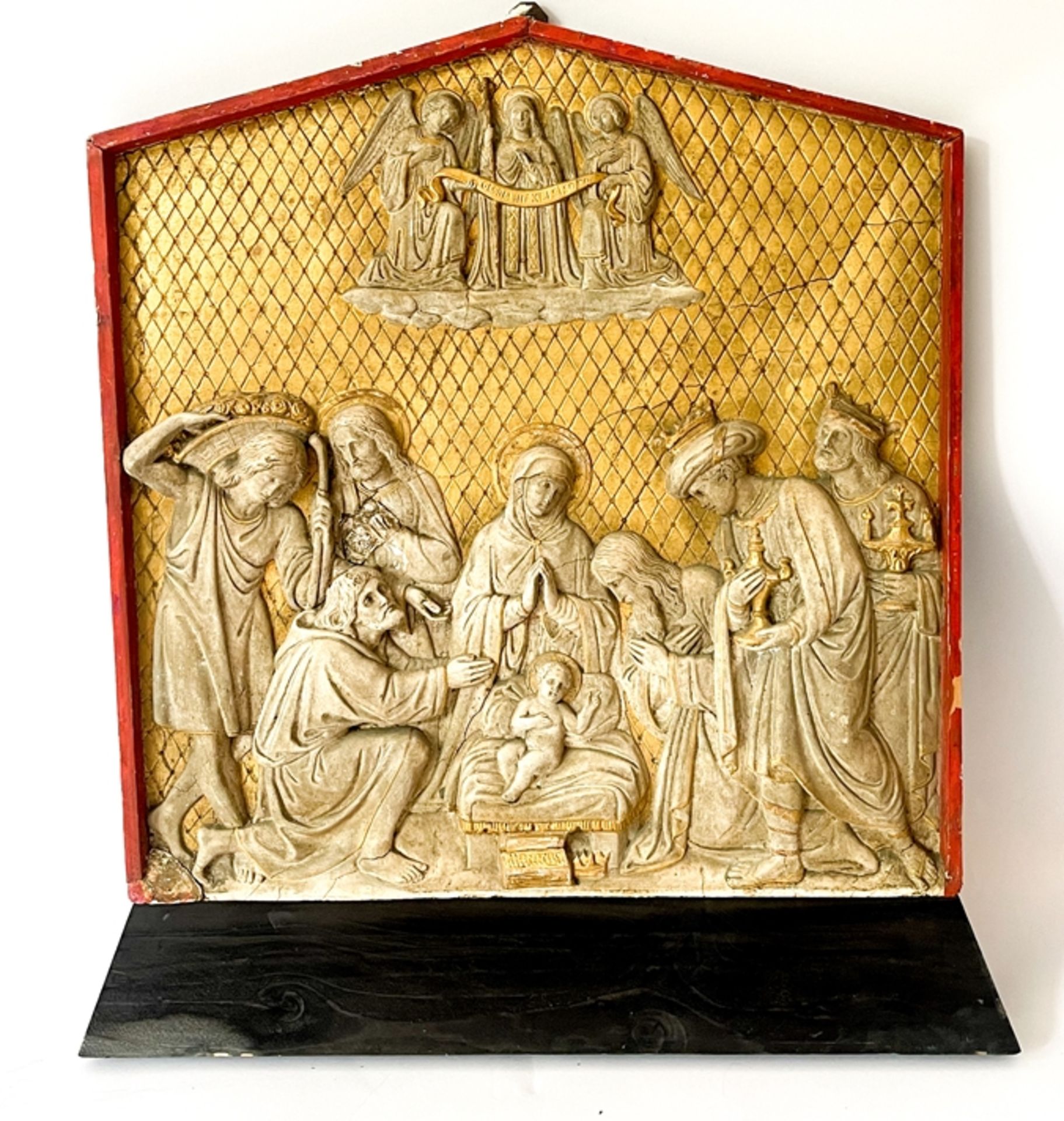 Renaissance Relief Heilige Familie mit den Heilig drei König