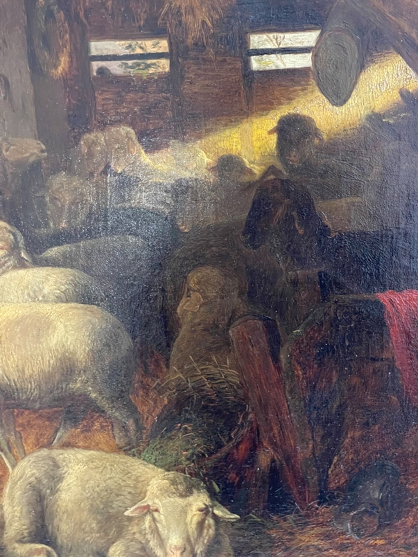Prunkvolles großes Gemälde Mädchen mit Schafen F.Beinke  - Bild 6 aus 9