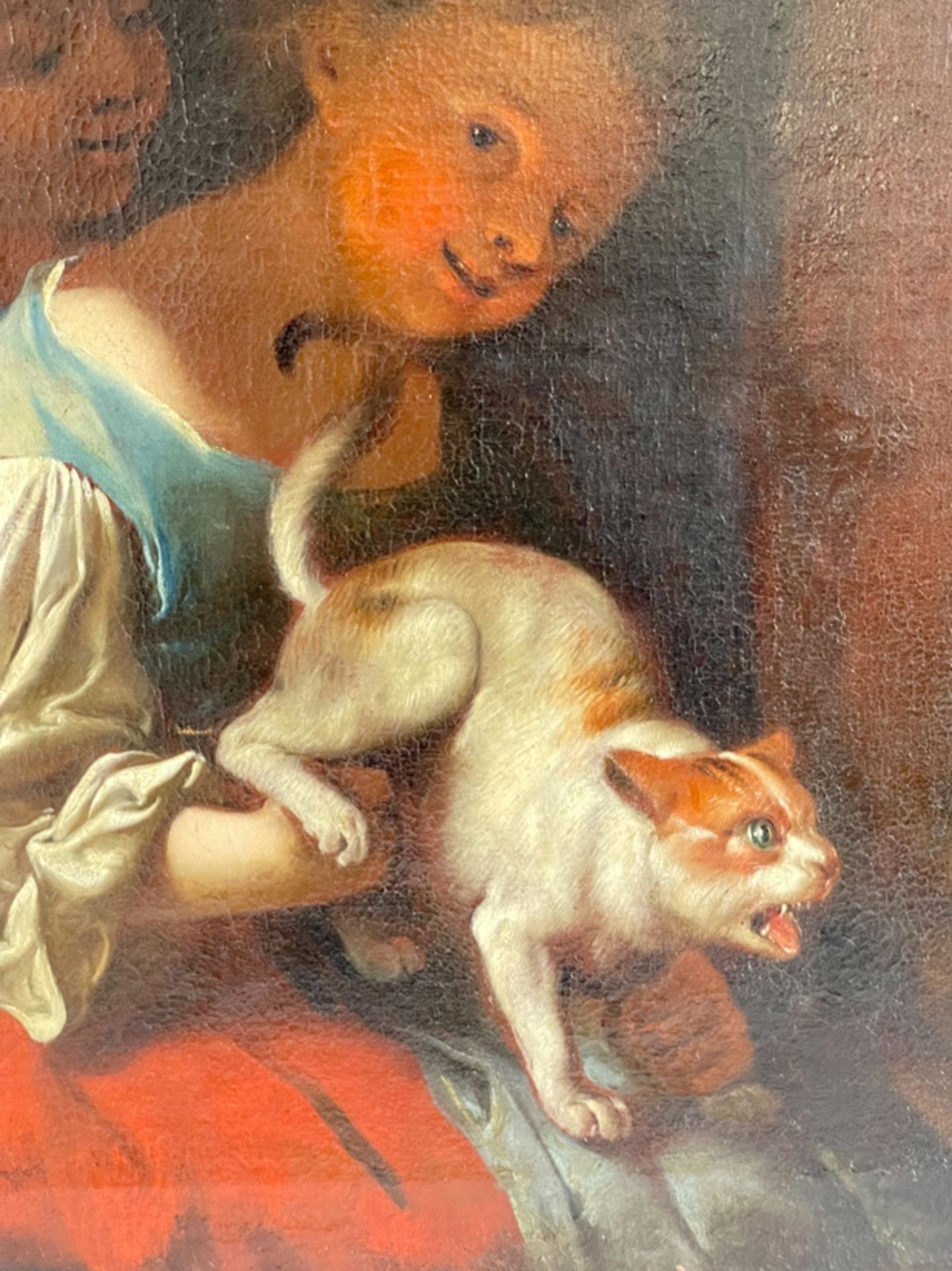 Paar Gemälde Kinder mit Hund und Katze - Bild 2 aus 10