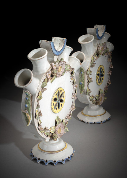 A PAIR OF EXCEPTIONAL FRENCH FAYENCE TULIP VASES - Image 4 of 4