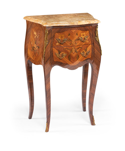 A PAIR OF LOUIS-XV-STYLE BRONZE MOUNTED OCCASIONAL COMMODES - Image 3 of 9