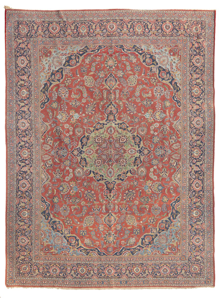 A decorative Kashan carpet with light green medallion - Image 13 of 13