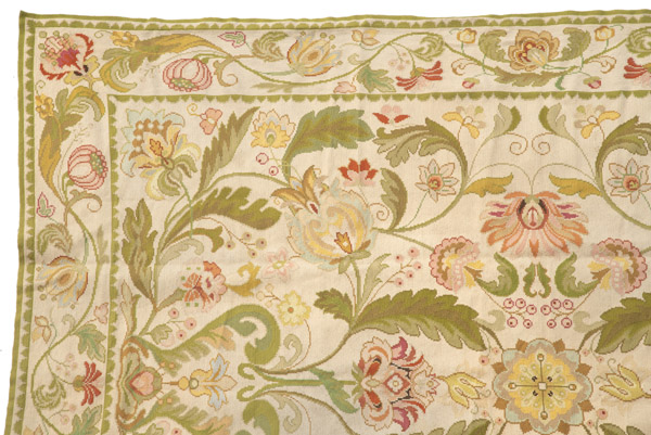 AN EMBROIDERED ARRAIOLOS CARPET WITH  FLORAL DESIGNS - Image 2 of 12