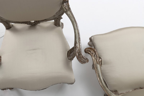 A SET OF FOUR GERMAN SILVERED AND GILTWOOD FAUTEUILS - Image 13 of 27