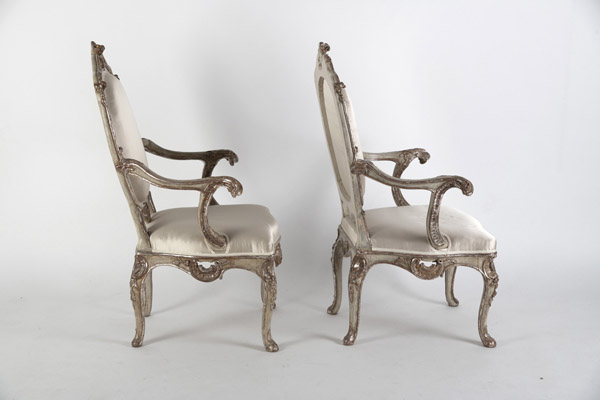 A SET OF FOUR GERMAN SILVERED AND GILTWOOD FAUTEUILS - Image 22 of 27