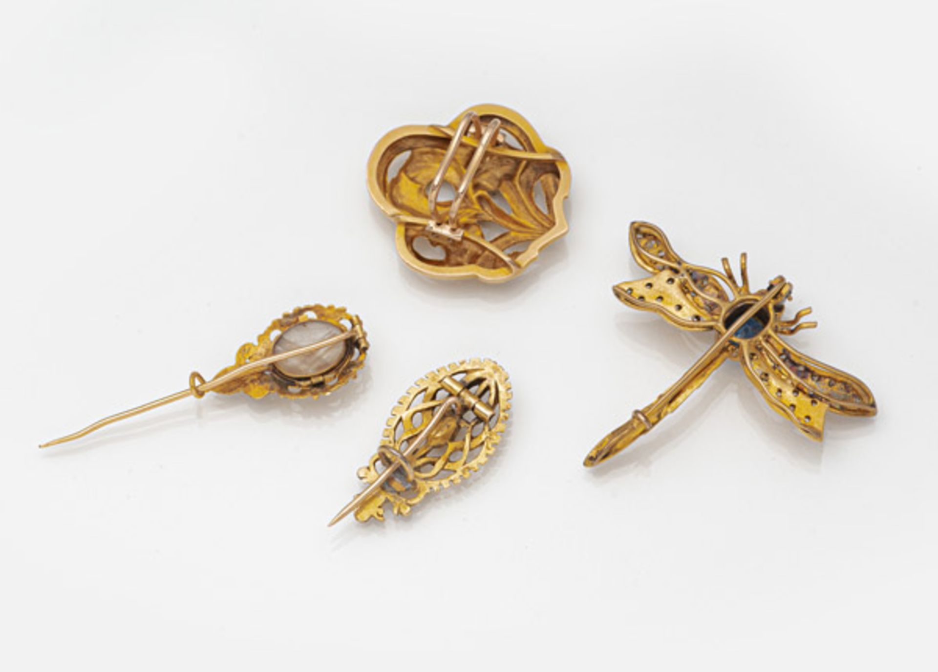Konvolut Libellen-Brosche, Zwei Krawattennadeln und florale Schließe - Bild 2 aus 2