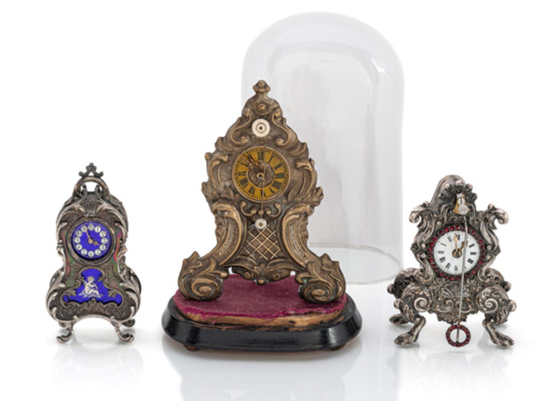 THREE AUSTRIAN MINIATURE TABLE CLOCKS