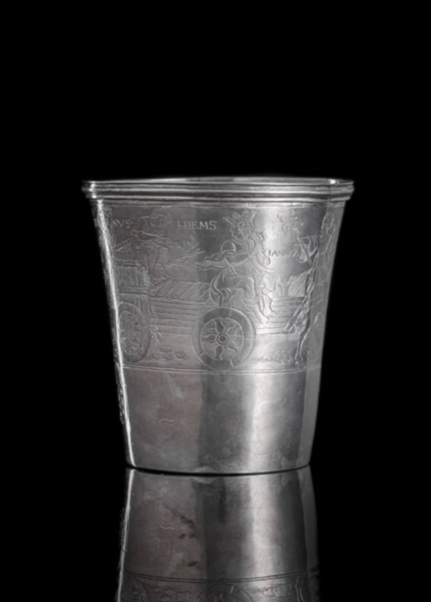 Barock-Silber-Becher mit Gravurdekor - Bild 2 aus 4
