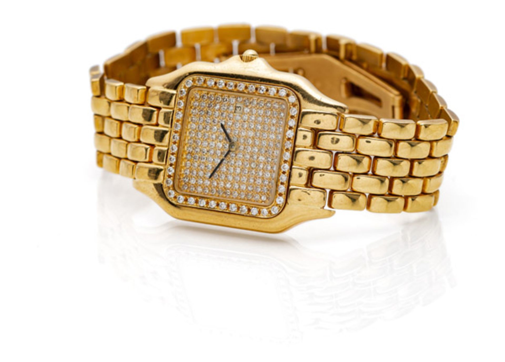 Goldene Diamantuhr im Stile Cartiers - Bild 2 aus 3