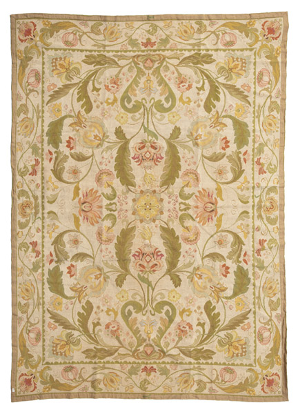 AN EMBROIDERED ARRAIOLOS CARPET WITH  FLORAL DESIGNS - Image 7 of 12
