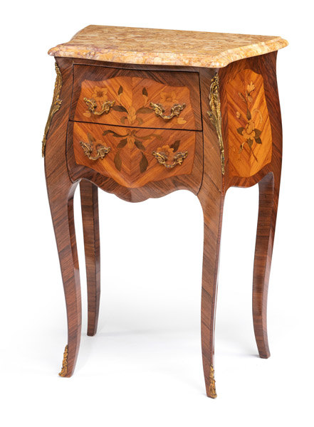 A PAIR OF LOUIS-XV-STYLE BRONZE MOUNTED OCCASIONAL COMMODES - Image 2 of 9