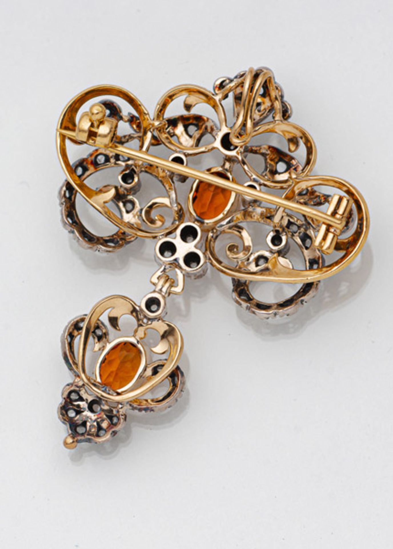 A DIAMOND AND CITRINE BROOCH/PENDANT - Image 2 of 2