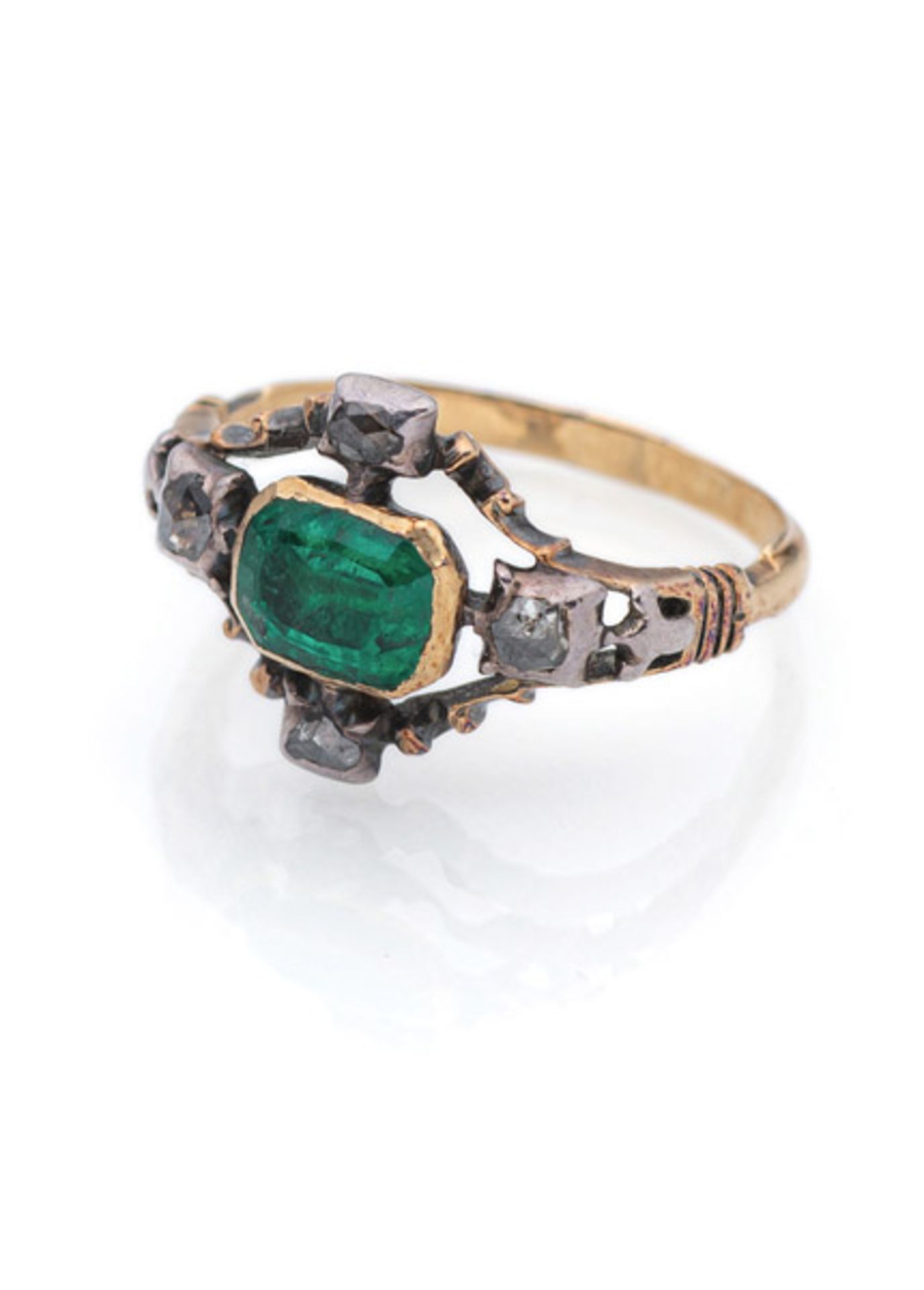 Ring mit Smaragd und Diamanten - Bild 2 aus 3
