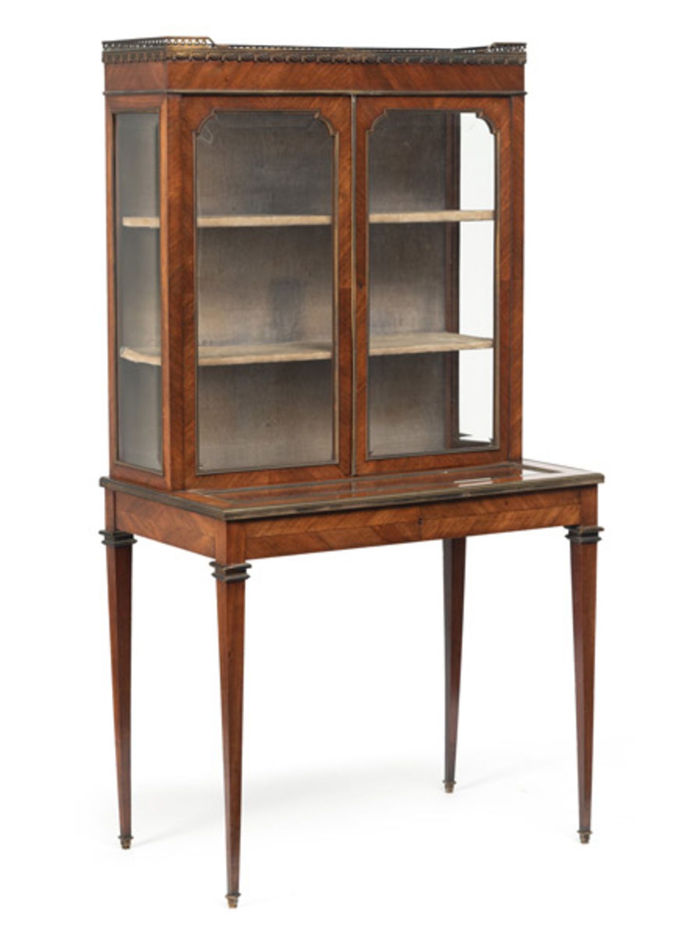 A BRASS MOUNTED MAHOGANY LOUIS XVI STYLE DISPLAY CABINET