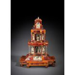 A RARE TORTOISE SHELL AND IVORY MOUNTED WOOD HOUSE ALTAR
