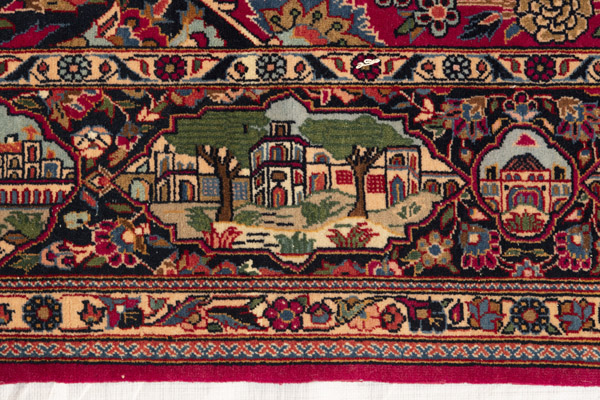 A Semi antique pictorial Kashan rug - Image 2 of 5