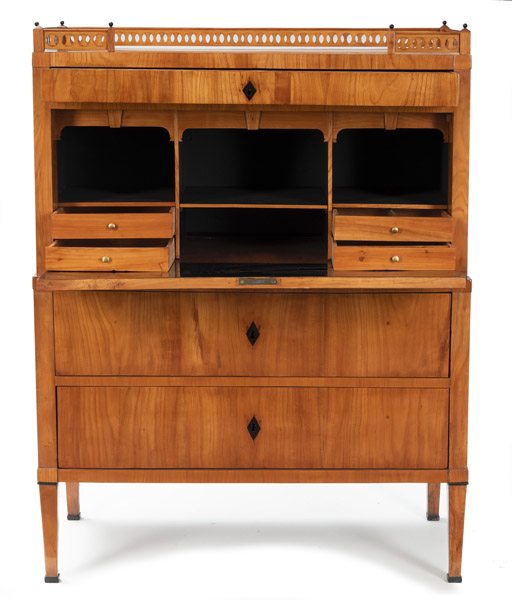 A GERMAN PARTIAL BLACK POLISHED SHERRYWOOD WRITING CABINET - Image 8 of 9