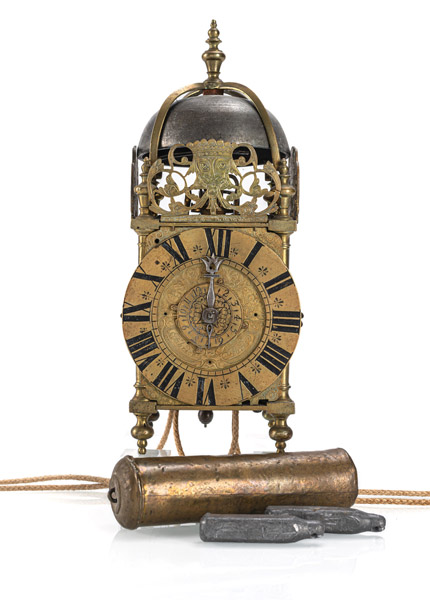 A SMALL FRENCH LANTERN CLOCK