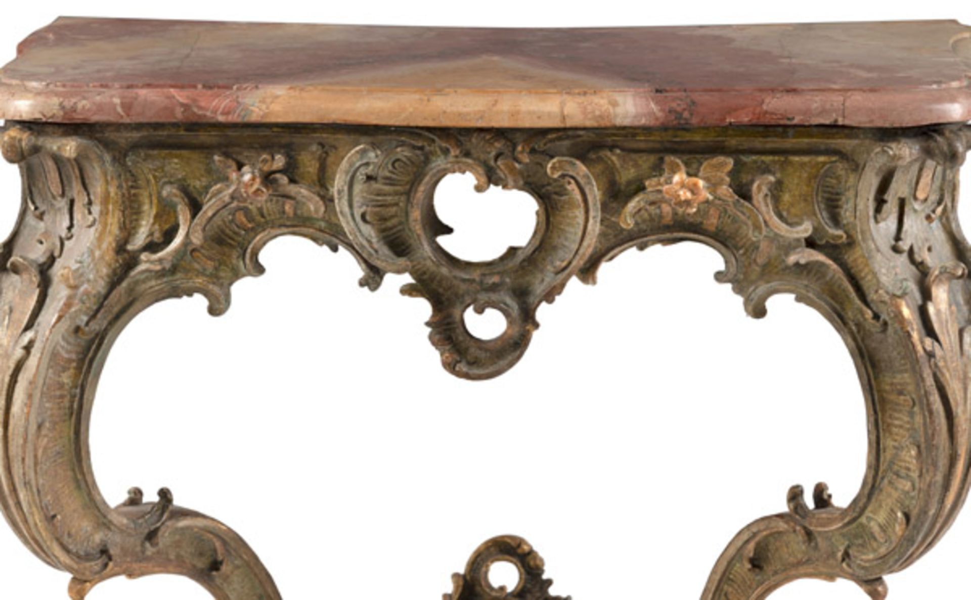 A GERMAN CARVED GILTWOOD CONSOLE TABLE - Image 4 of 4