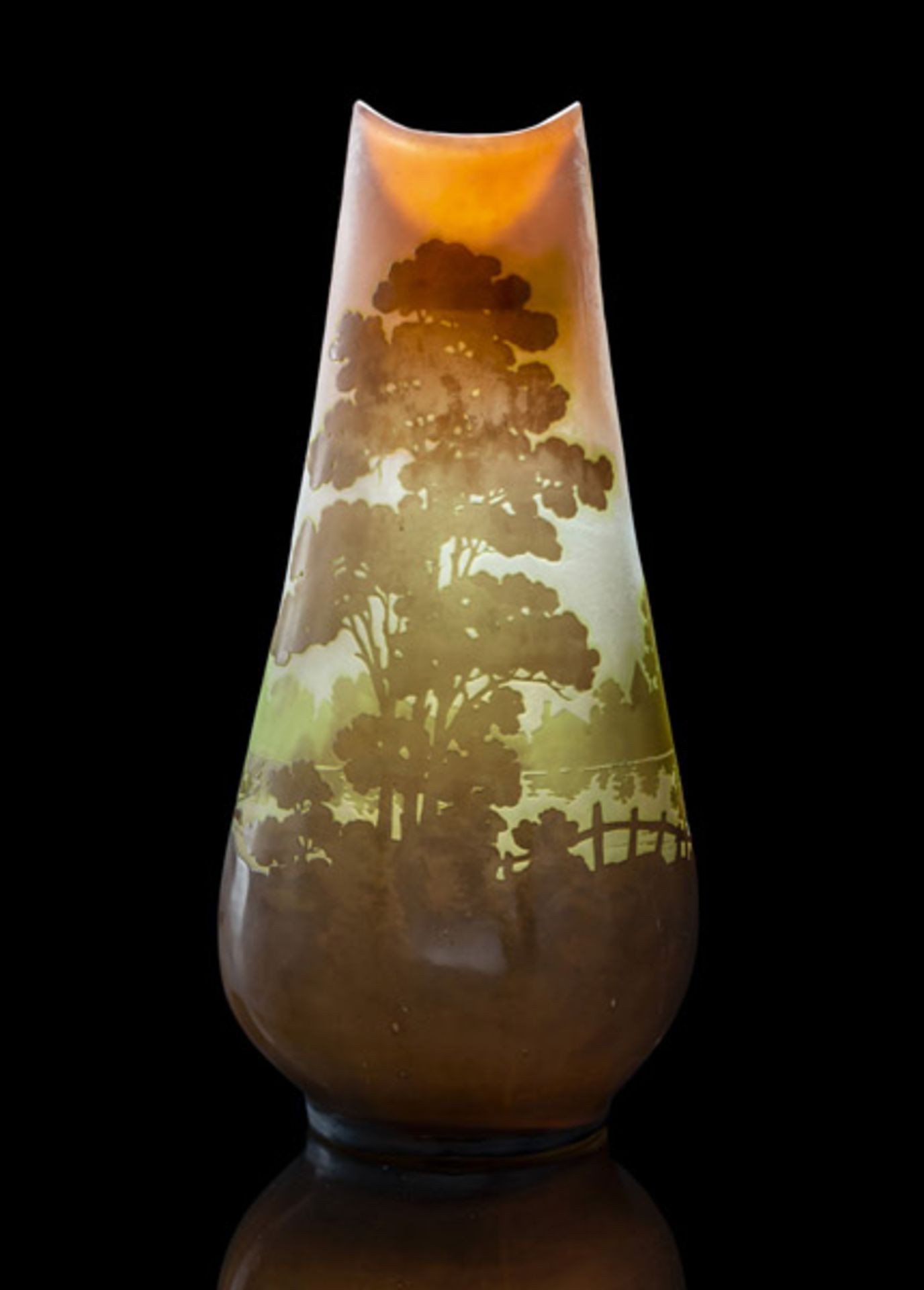 AN ART NOUVEAU LANDSCAPE VASE