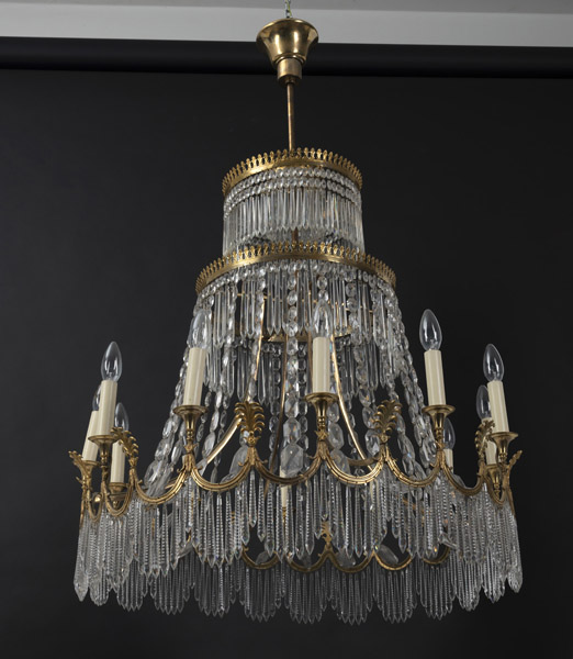 A GERMAN ORMOLU MOUNTED AND CUT GLASS TWELFE LIGHT CHANDELIER - Image 18 of 26