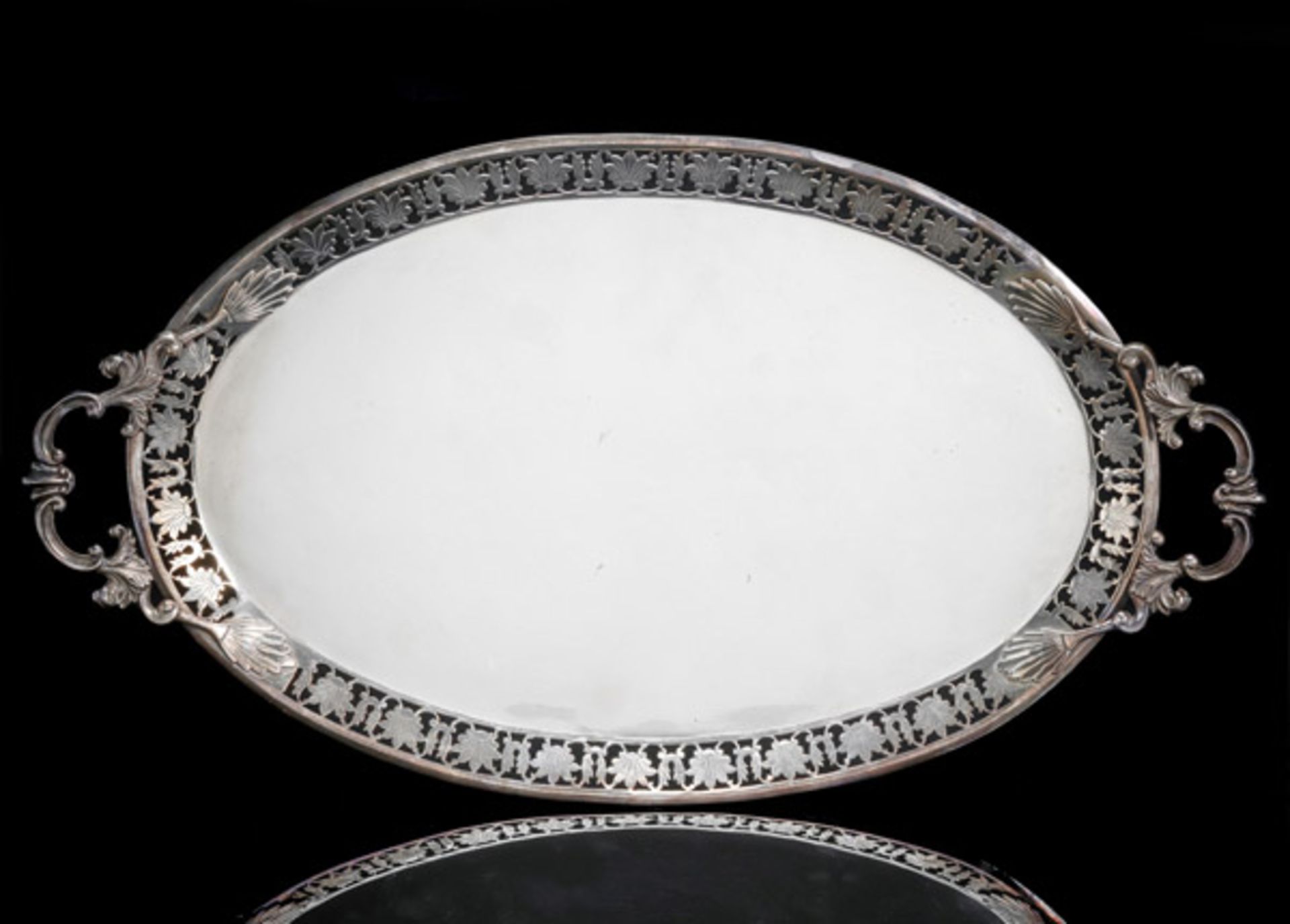 A LARGE EMPIRE SILVER TRAY