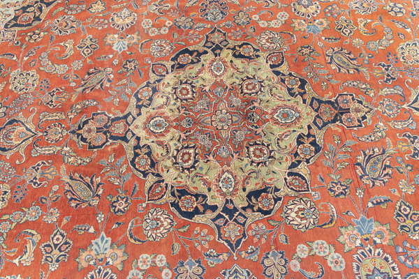 A decorative Kashan carpet with light green medallion - Image 10 of 13