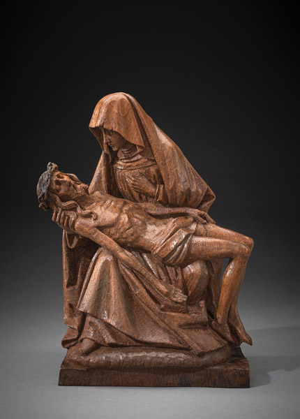 A GOTHIC OAK WOOD PIETA