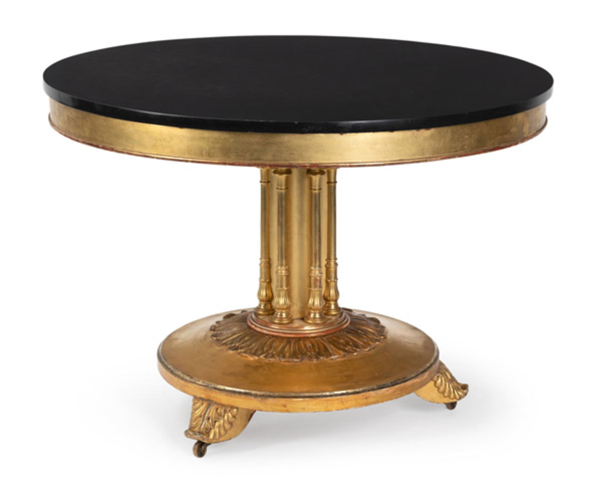 A LARGE GILTWOOD CENTRE TABLE