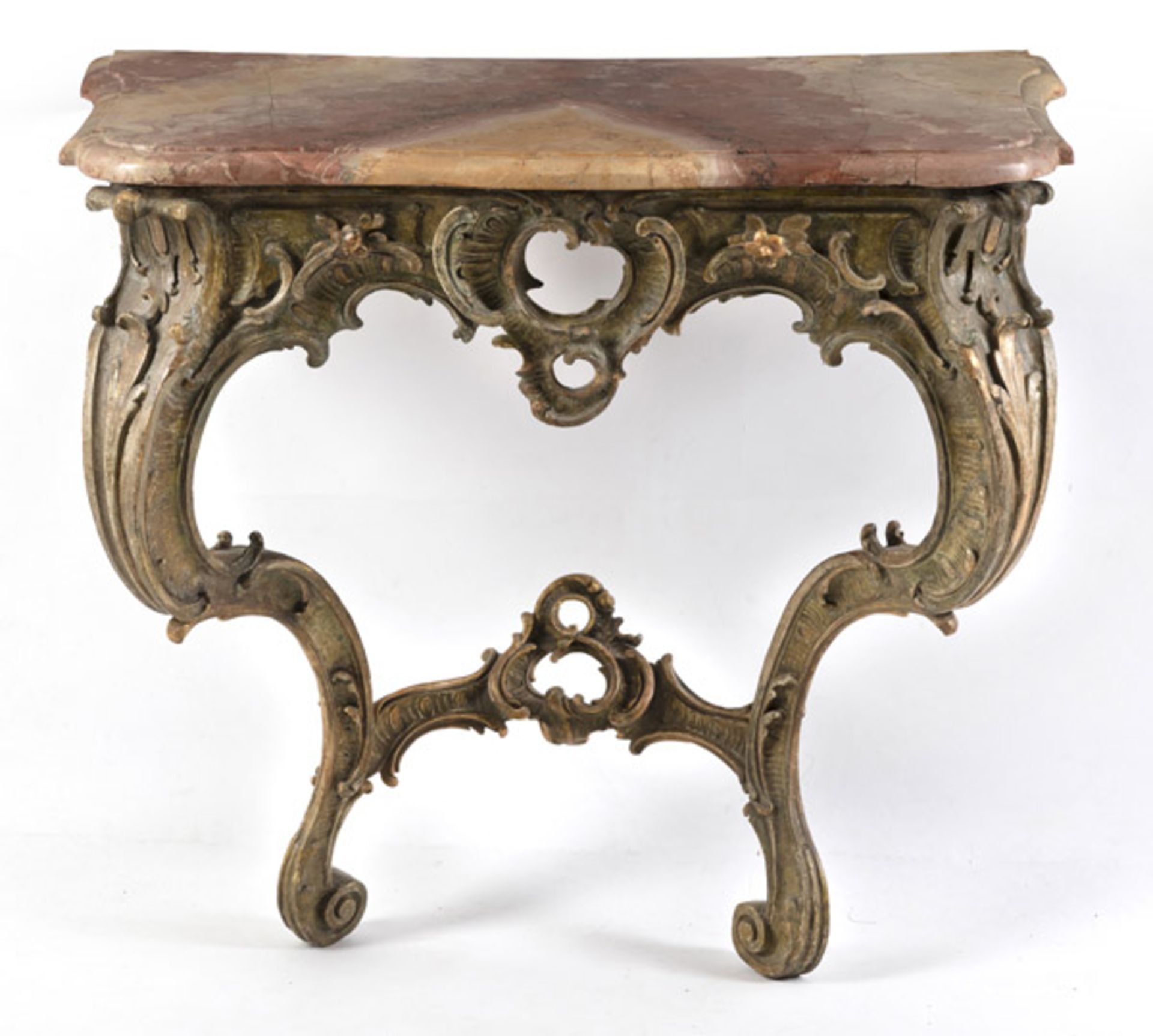 A GERMAN CARVED GILTWOOD CONSOLE TABLE - Image 3 of 4