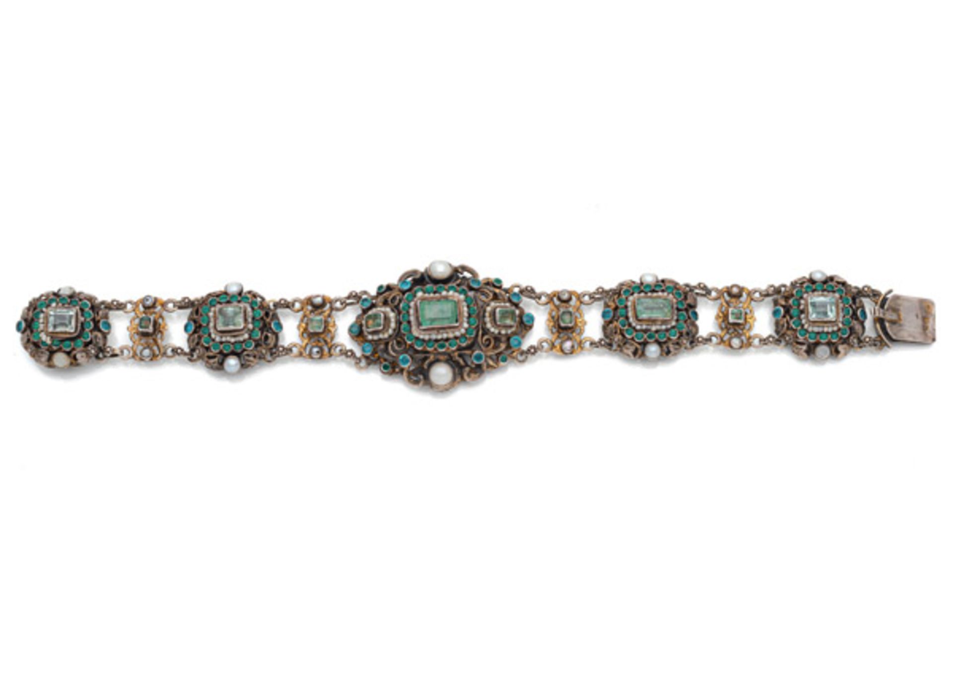 Historismus Armband mit Smaragden im Stil Renaissance