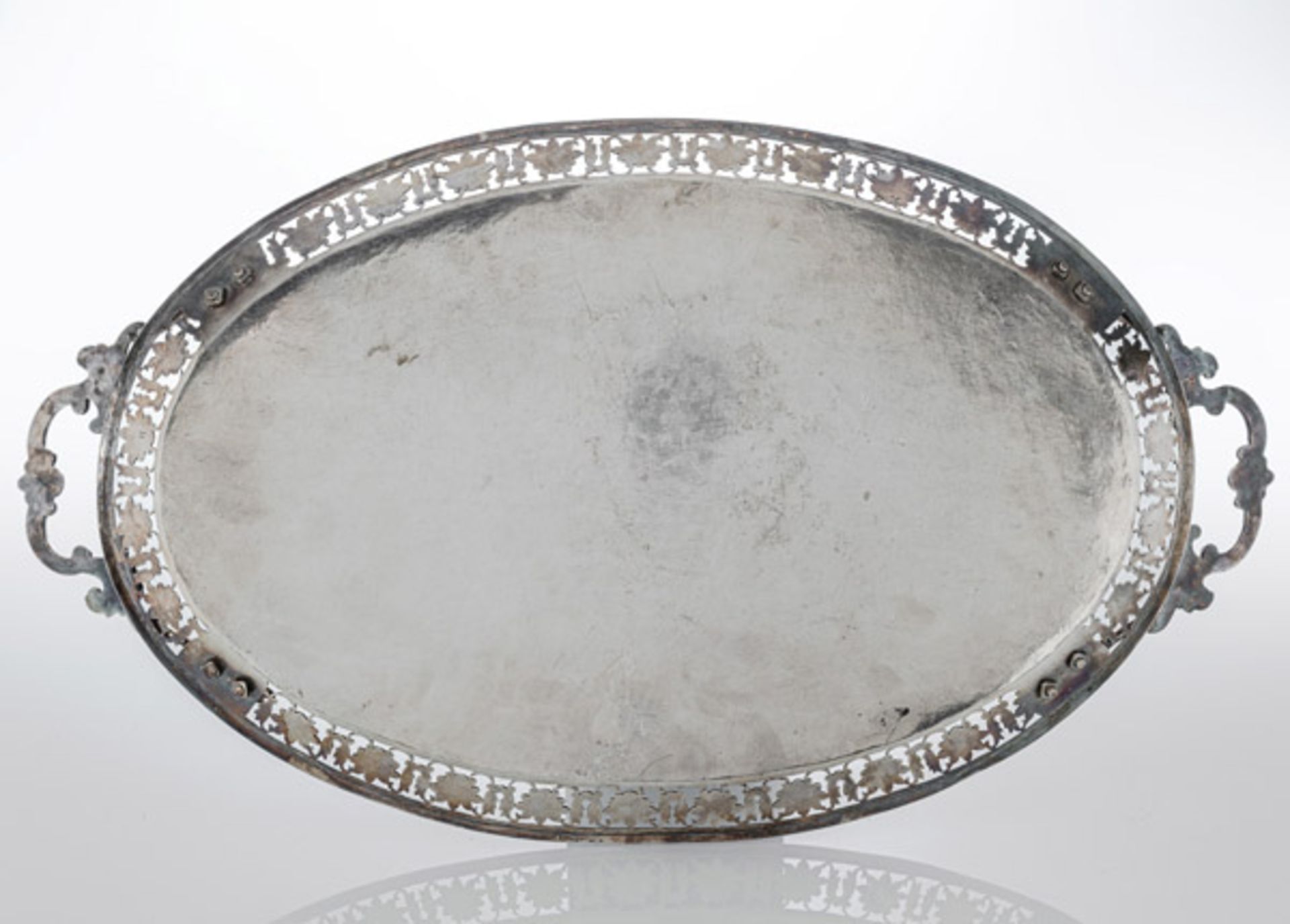 A LARGE EMPIRE SILVER TRAY - Image 2 of 2