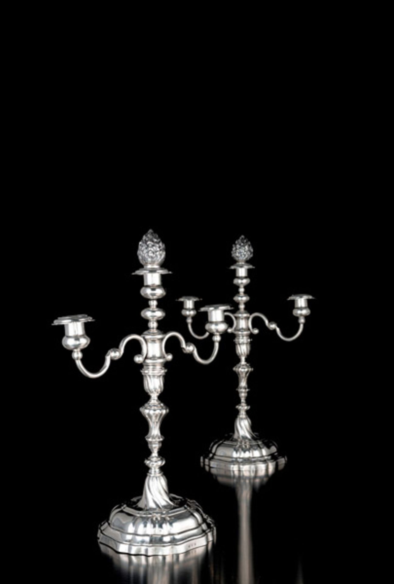 A PAIR OF AUGSBURG ROCOCO CANDLESTICKS - Image 2 of 3