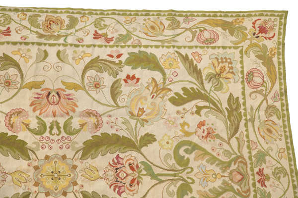 AN EMBROIDERED ARRAIOLOS CARPET WITH  FLORAL DESIGNS - Image 3 of 12