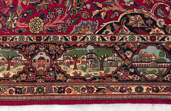 A Semi antique pictorial Kashan rug - Image 5 of 5