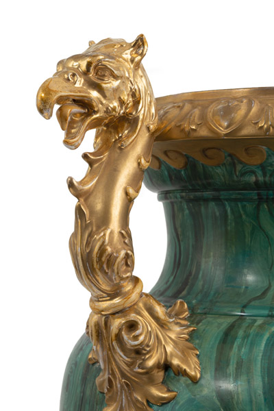 A POMPOUS MALACHITE PATTERN AND GILT FLOOR VASE - Image 5 of 5