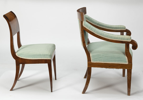 A BIEDERMEIER FAUTEUIL AND A CHAIR - Image 4 of 5