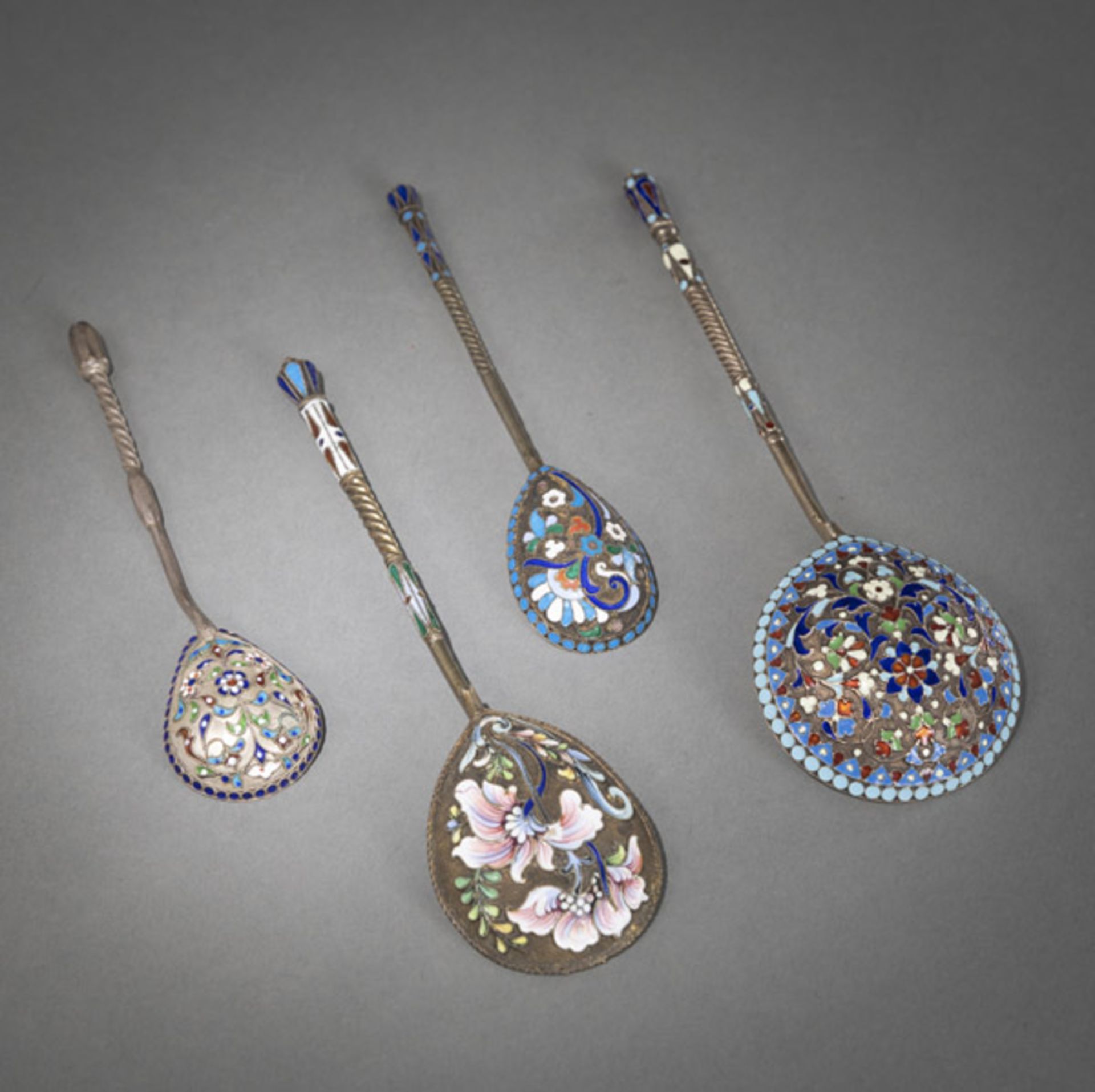 FOUR CLOISONNE ENAMEL SILVER SPOONS - Image 2 of 2