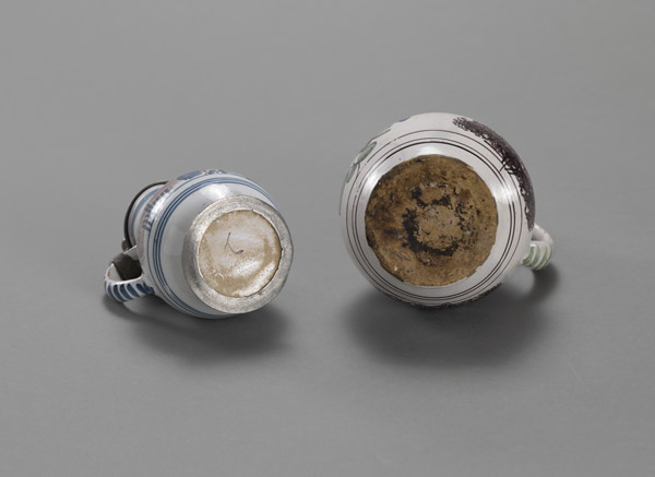 TWO GERMAN PEWTER MOUNTED FAIENCE SMALL JARS - Image 5 of 5