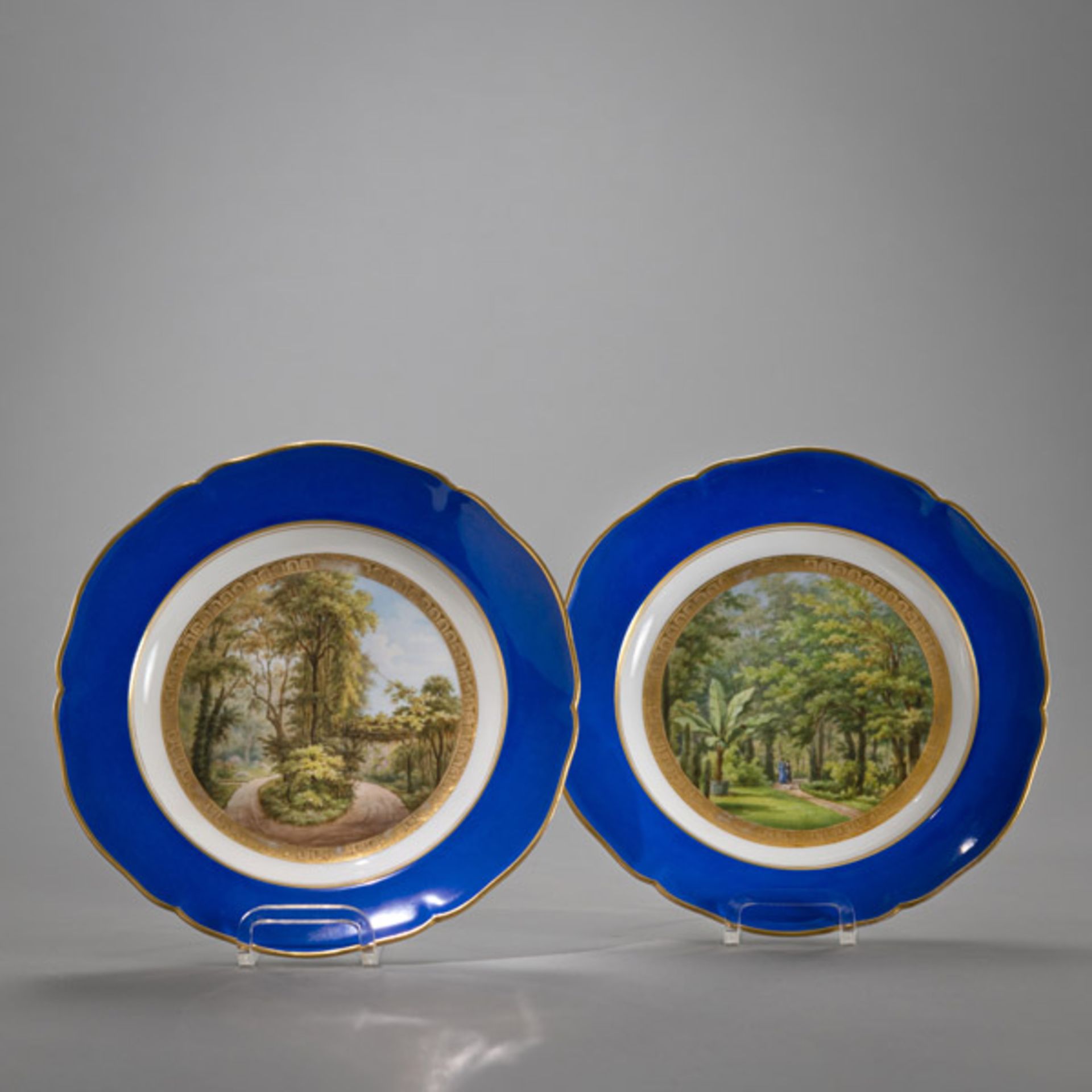 TWO KPM BERLIN LANDSCAPE PATTERN PORCELAIN PLATES