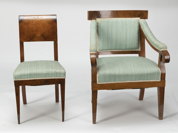 A BIEDERMEIER FAUTEUIL AND A CHAIR - Image 5 of 5