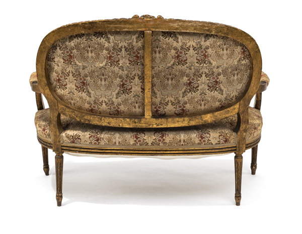 A LOUIS XVI STYLE SETTEE AND TWO FAUTEUILS - Image 3 of 12