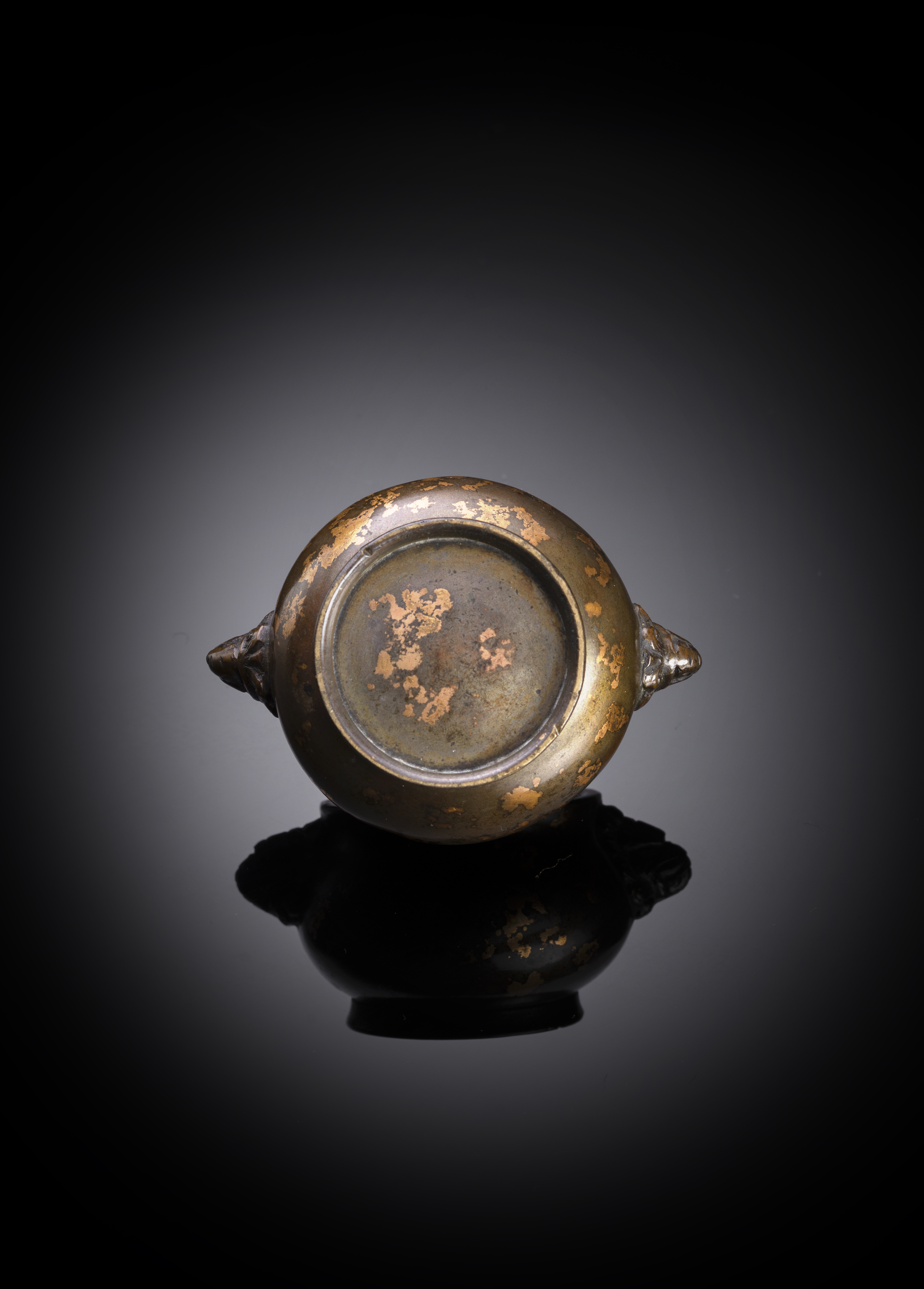 A MINIATURE GOLD-SPLASHED BRONZE CENSER - Image 2 of 2