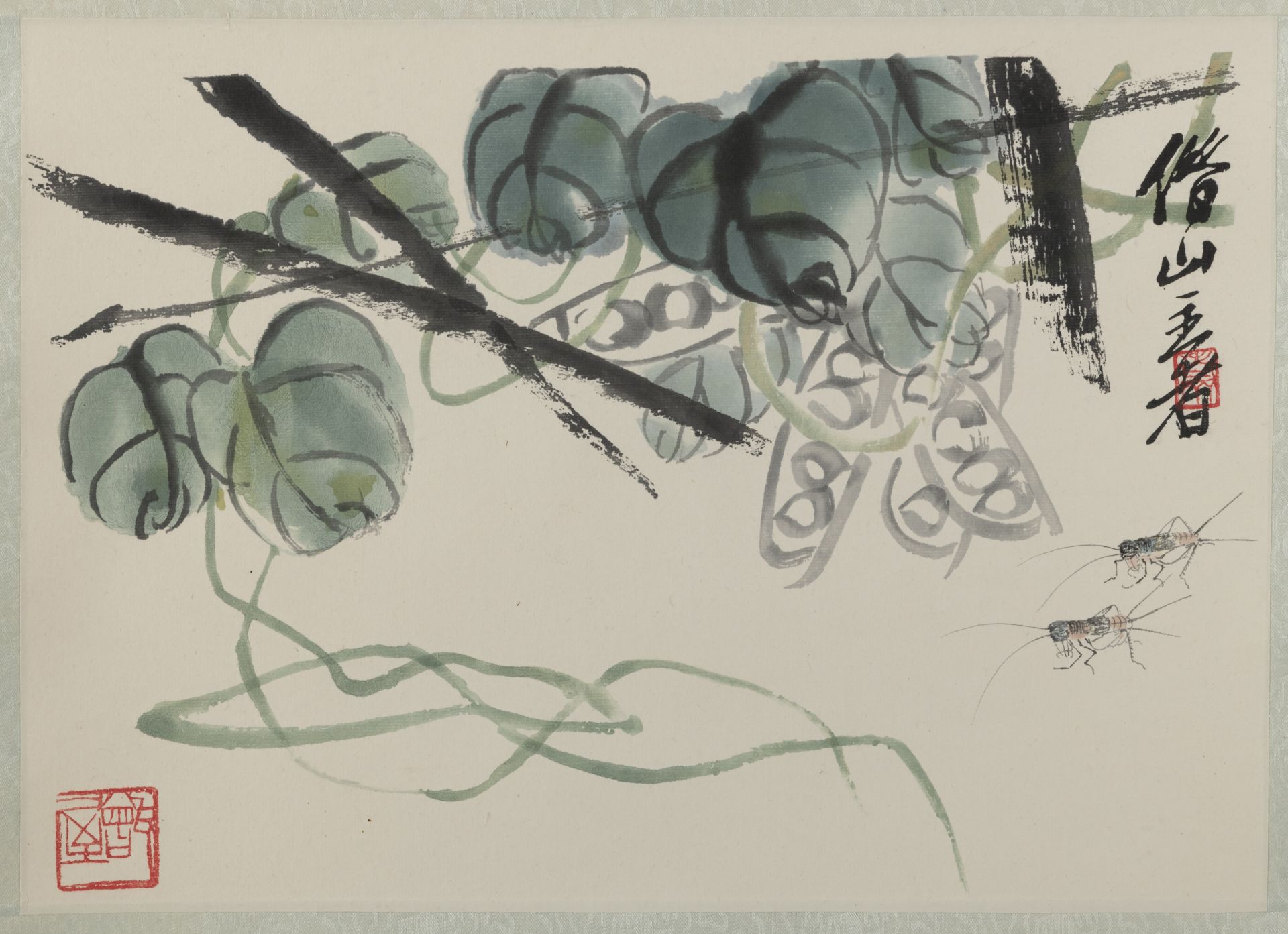 FOUR HANGING SCROLLS WITH COLOR WOODBLOCK PRINTS ('MU BAN SHUI YIN') OF FLORAL DEPICTIONS AFTER QI - Image 5 of 14