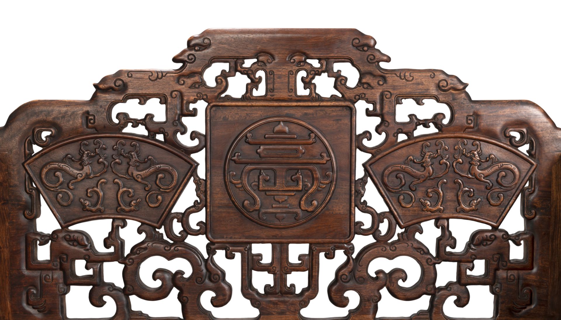 A FINELY CARVED HARDWOOD THRONE - Image 11 of 11